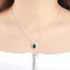 Oval Green Nano Emerald Halo Pendant Necklace in 0.925 White Sterling Silver With Chain (MDS210287)