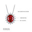 Oval Red Nano Ruby Halo Pendant Necklace in 0.925 White Sterling Silver With Chain (MDS210288)