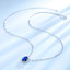 Oval Blue Nano Sapphire Halo Pendant Necklace in 0.925 White Sterling Silver With Chain (MDS210289)