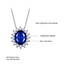 Oval Blue Nano Sapphire Halo Pendant Necklace in 0.925 White Sterling Silver With Chain (MDS210289)