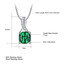 Cushion Green Nano Emerald Solitaire with Accents Pendant Necklace in 0.925 White Sterling Silver With Chain (MDS210291)