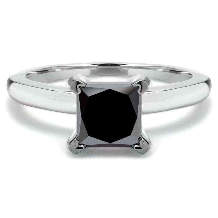 1 3/5 CT Princess Black Diamond Solitaire Engagement Ring in 10K White Gold (MDR130004)