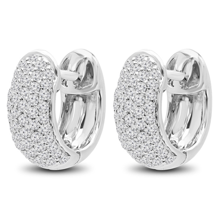 14K White Gold Diamond Huggie Earrings | Majesty Diamonds