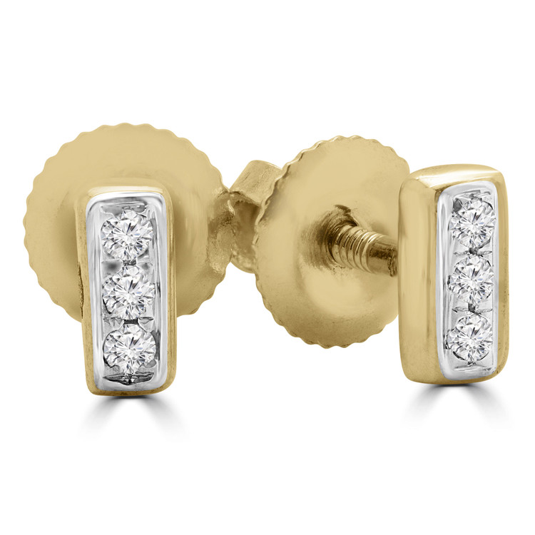 1/20 CTW Round Diamond Mini Bar Stud Earrings in 14K Yellow Gold (MDR190003)