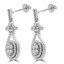 2/3 CTW Round Diamond Halo Oval Cluster Drop/Dangle Earrings in 14K White Gold (MDR190004)