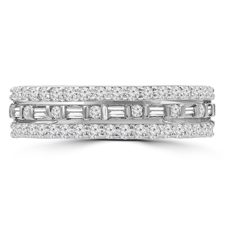 1/2 CTW Round Diamond Three-row Semi-Eternity Wedding Band Ring in 14K White Gold (MDR210006)