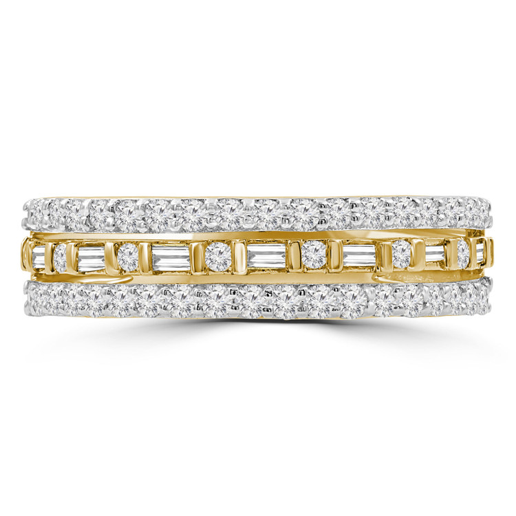 1/2 CTW Round Diamond Three-row Semi-Eternity Wedding Band Ring in 14K Yellow Gold (MDR210008)
