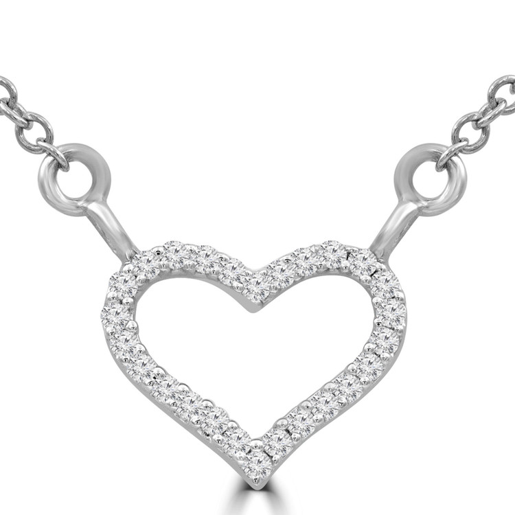 1/10 CTW Round Diamond Heart Necklace in 14K White Gold (MDR210011)