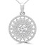 1 1/6 CTW Round Diamond Halo Pendant Necklace in 14K White Gold (MDR210012)
