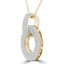 1 2/5 CTW Round Diamond Three Row Circle Pendant Necklace in 14K Yellow Gold (MDR210042)