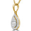 1/4 CTW Baguette Diamond Pear Halo Pendant Necklace in 14K Yellow Gold (MDR210046)