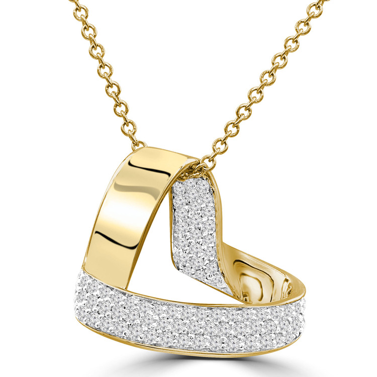 2/5 CTW Round Diamond Heart Pendant Necklace in 14K Yellow Gold (MDR210049)