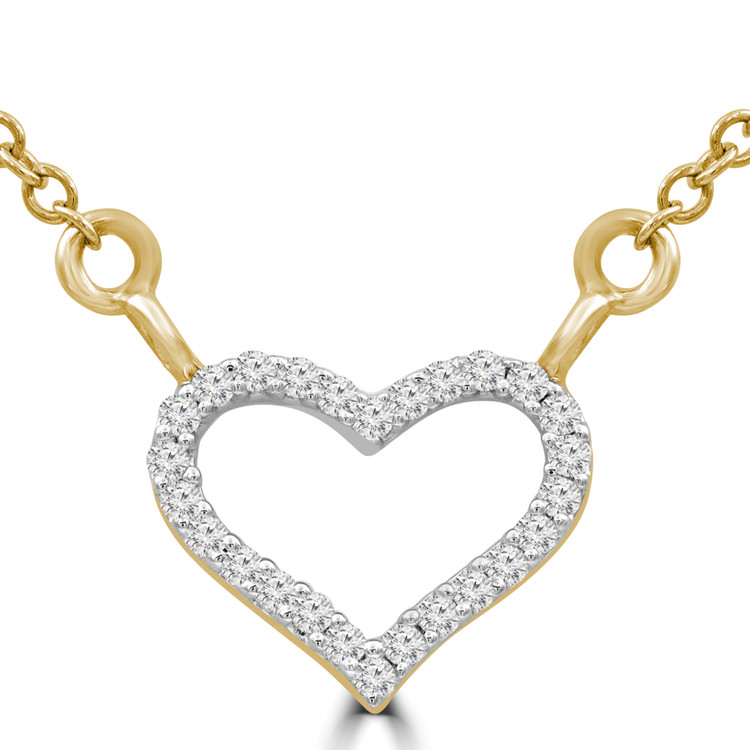 1/10 CTW Round Diamond Heart Necklace in 14K Yellow Gold (MDR210050)