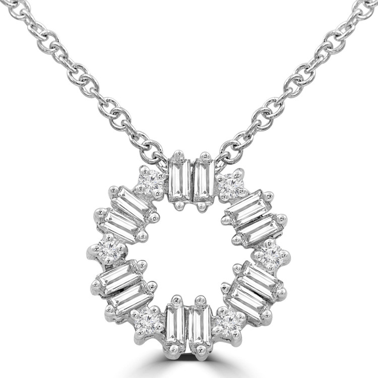 1/4 CTW Baguette Diamond Circle Necklace in 14K White Gold (MDR210051)