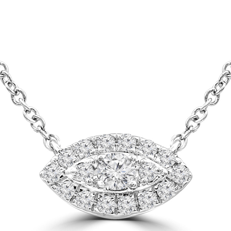 1/4 CTW Round Diamond Evil eye Necklace in 14K White Gold (MDR210060)