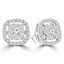 2/3 CTW Round Diamond Cluster Cushion Halo Stud Earrings in 14K White Gold (MDR210065)