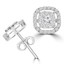 2/3 CTW Round Diamond Cluster Cushion Halo Stud Earrings in 14K White Gold (MDR210065)