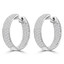 1 1/10 CTW Round Diamond 2/3 inch Three-row Inside Outside Hoop Earrings in 14K White Gold (MDR210085)