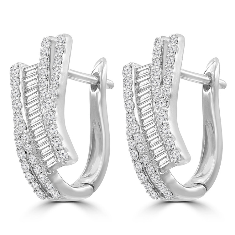 1 1/7 CTW Baguette Diamond Drop/Dangle Earrings in 14K White Gold (MDR210087)