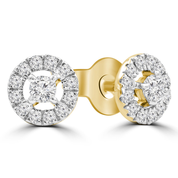 1/4 CTW Round Diamond Halo Stud Earrings in 14K Yellow Gold (MDR210093)