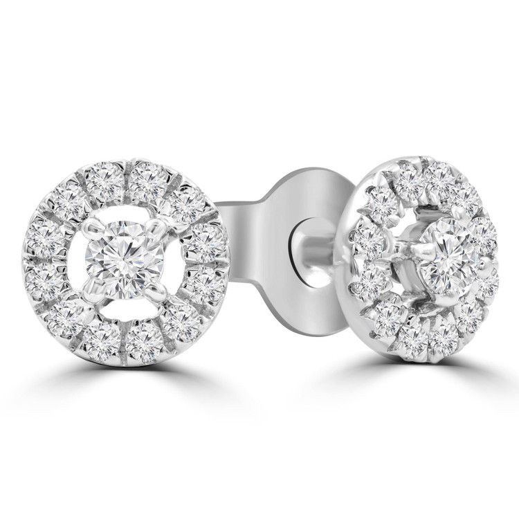 1/4 CTW Round Diamond Halo Stud Earrings in 14K White Gold (MDR210094)