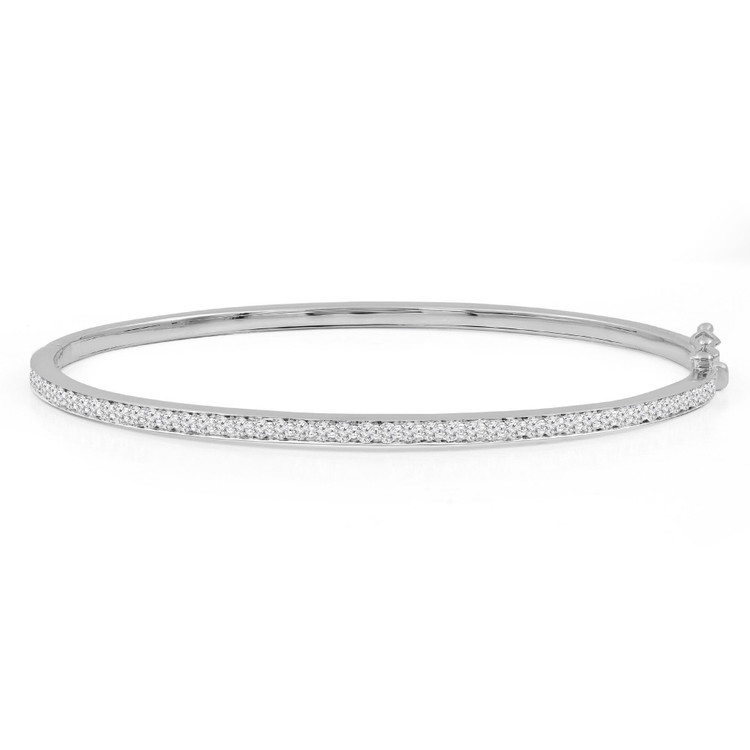 1 1/20 CTW Round Diamond Bangle Bracelet in 14K White Gold (MDR210116)