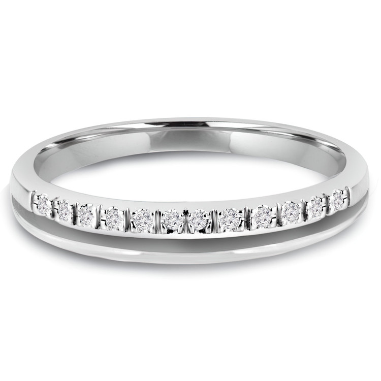 1/10 CTW Round Diamond Semi-Eternity Wedding Band Ring in 14K White Gold (MDR130016)