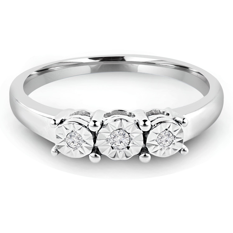 1/20 CTW Round Diamond Promise Three-stone Engagement Ring in 14K White Gold (MDR140056)