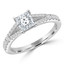 1 CTW Princess Diamond Split-Shank 4-Prong Solitaire with Accents Engagement Ring in 14K White Gold (MD210094)