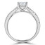 1 CTW Princess Diamond Split-Shank 4-Prong Solitaire with Accents Engagement Ring in 14K White Gold (MD210094)
