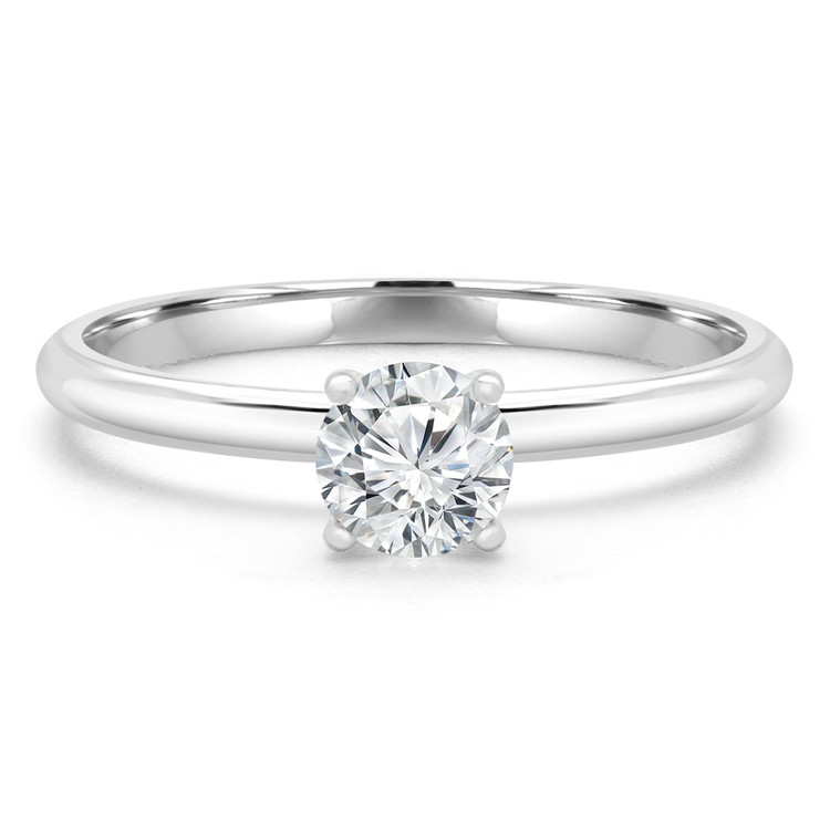 3/8 CT Round Diamond 4-Prong Solitaire Engagement Ring in 14K White Gold (MD210099)