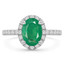 1 9/10 CTW Oval Green Emerald 4-Prong Oval Halo Cocktail Engagement Ring in 14K White Gold (MD210113)