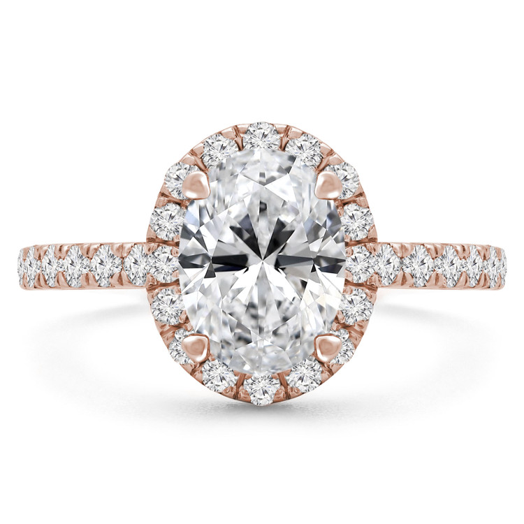 1 7/8 CTW Oval Diamond 4-Prong Oval Halo Engagement Ring in 14K Rose Gold (MD210114)