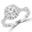 1 1/7 CTW Round Diamond 4-Prong Twisted Shank Halo Engagement Ring in 14K White Gold (MD210121)