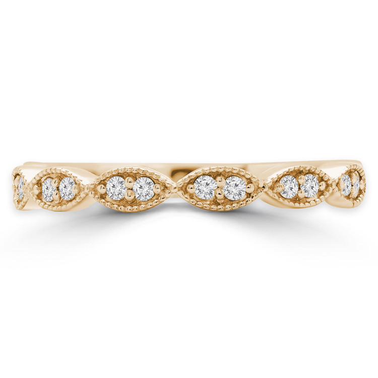 1/8 CTW Round Diamond Vintage Semi-Eternity Wedding Band Ring in 14K Yellow Gold (MD210132)