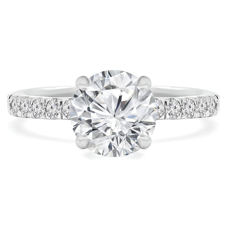 1 1/10 CTW Round Diamond Solitaire with Accents Engagement Ring in 18K White Gold (MD210139)