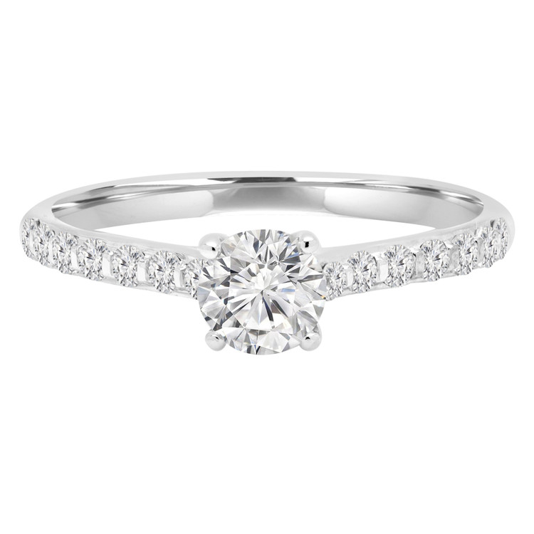 3/5 CTW Round Diamond Trellis Solitaire with Accents Engagement Ring in 14K White Gold (MD210159)