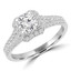 1 1/6 CTW Round Diamond Split Shank Cushion Halo Engagement Ring in 18K White Gold with Accents (MD210178)