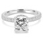 1 3/5 CTW Cushion Diamond Hidden Halo Solitaire with Accents Engagement Ring in 14K White Gold (MD210191)