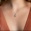1 CTW Princess Diamond Double Cushion Halo  Pendant Necklace in 14K White Gold (MD210203)