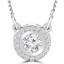 7/8 CTW Round Diamond Bezel set Halo Necklace in 14K White Gold (MD210228)