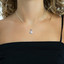 1/2 CTW Round Diamond Double Cushion Halo Pendant Necklace in 14K White Gold (MD210234)