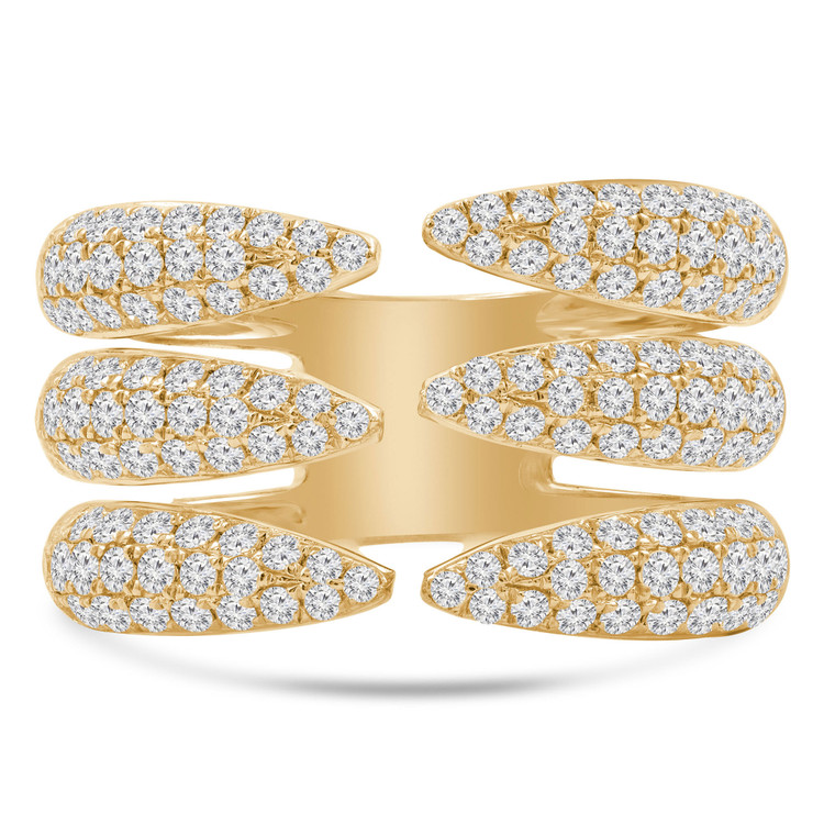 1 2/5 CTW Round Diamond Cluster Three-row Cocktail Anniversary Band Ring in 18K Yellow Gold (MD210235)