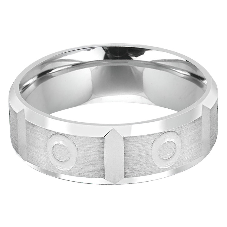 Classic Mens Wedding Band Ring in 14K White Gold (MD120617)
