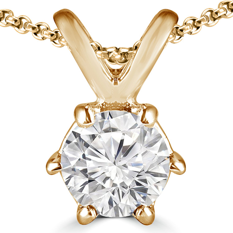1/3 CT Round Diamond Solitaire Pendant Necklace in 14K Yellow Gold (MD160064)