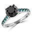 3 1/4 CTW Round Black Diamond Solitaire with Accents Engagement Ring in 14K White Gold (MD160182)