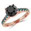 2 1/3 CTW Round Black Diamond Solitaire with Accents Engagement Ring in 14K Rose Gold (MD160186)