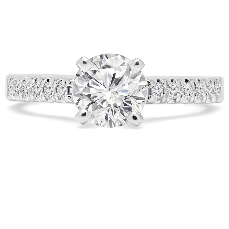 4/5 CTW Round Diamond Solitaire with Accents Engagement Ring in 14K White Gold (MD160214)