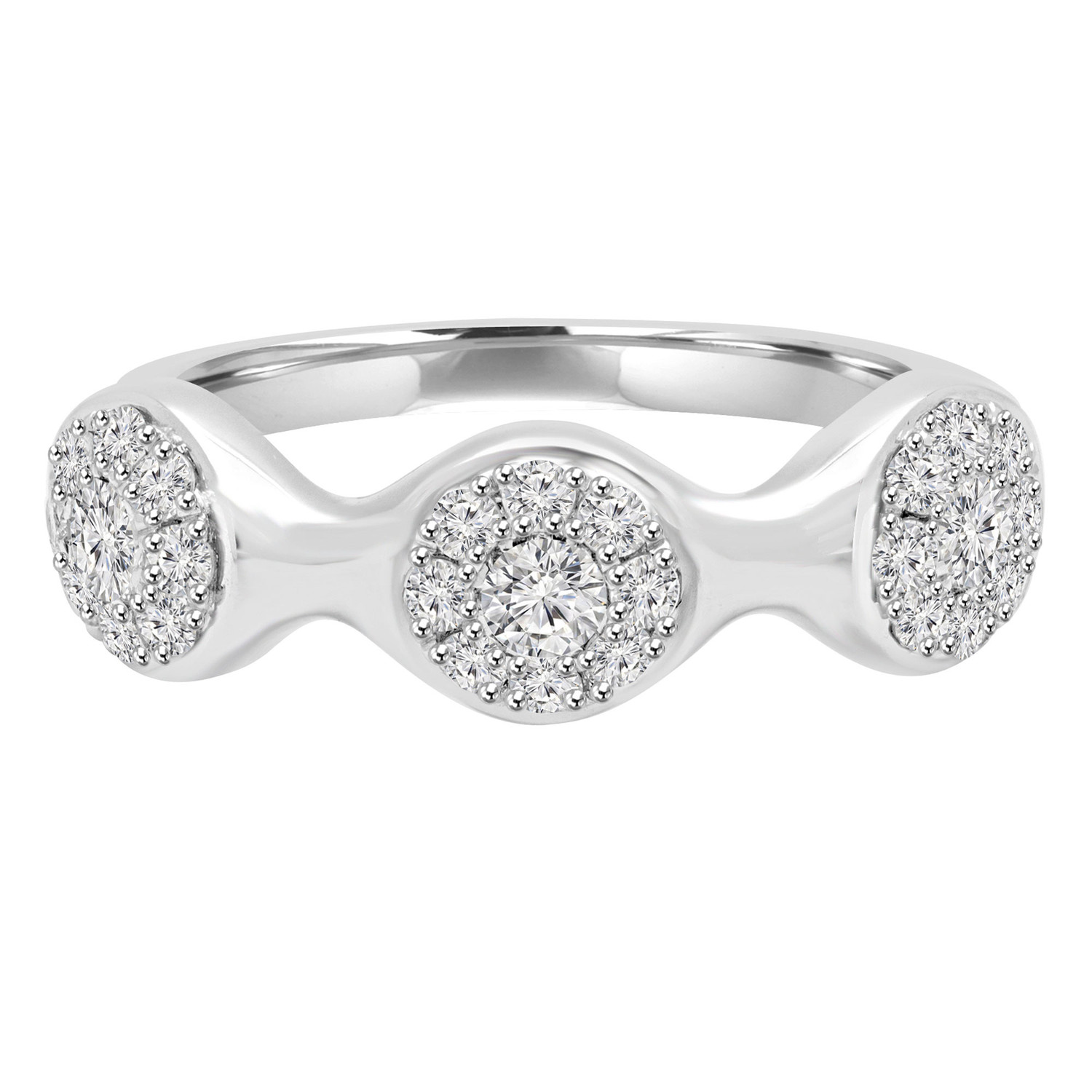 1/2 CTW Round Diamond Cluster Cocktail Ring in 18K White Gold (MD160282)