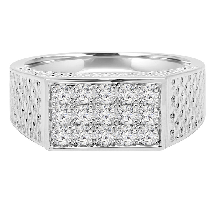 1 1/3 CTW Round Diamond Pave set Cocktail Ring in 18K White Gold (MD160288)